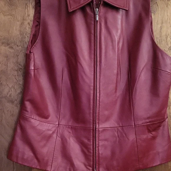 Burgundy Brick Lambskin Leather Vest L - Picture 3 of 6